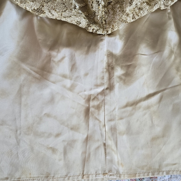 Vintage Jessica McClintock Gunne Sax Gold Lace Mini Dress Size 7/8 - Picture 6 of 6